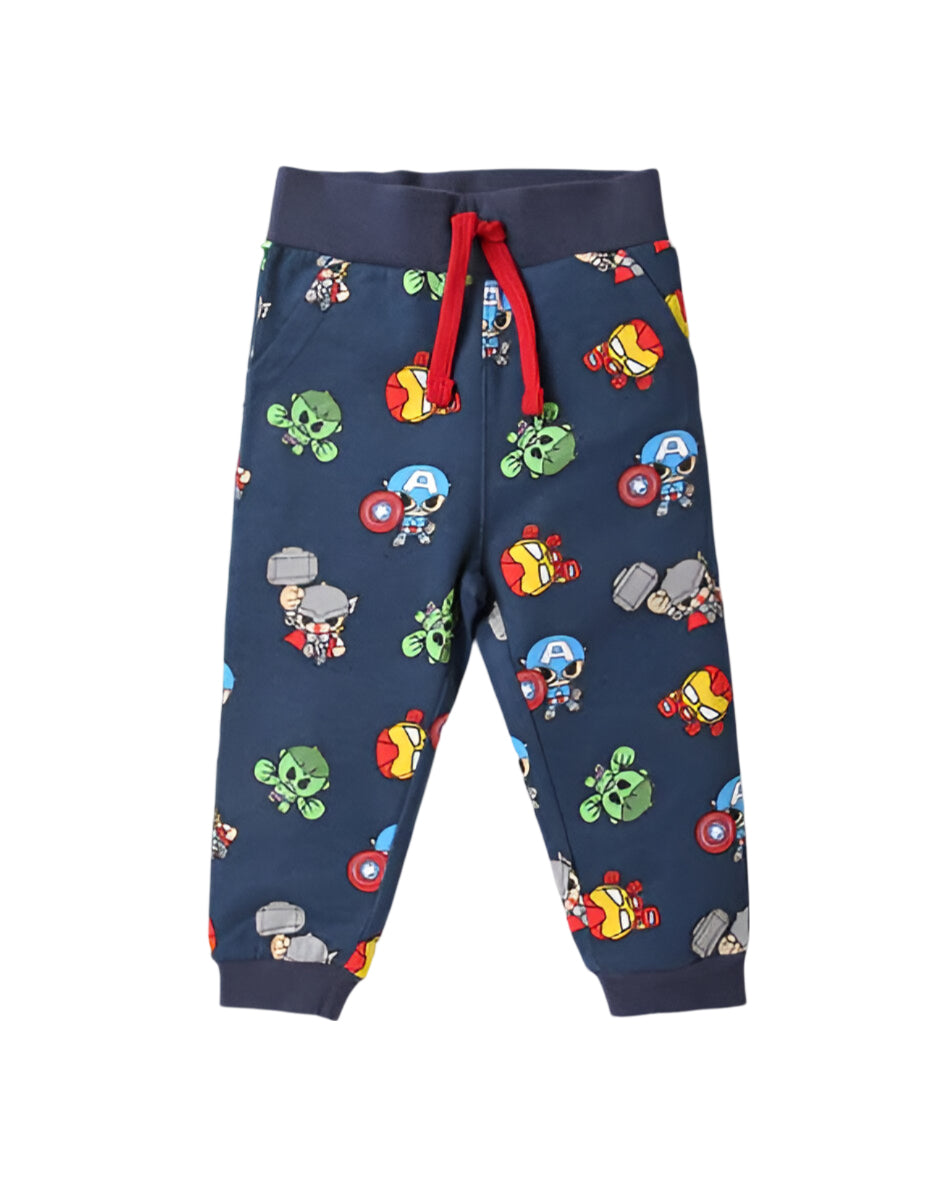 Avengers Print Multi Purpose Joggers With Drawstring Waist And Insert Pockets
