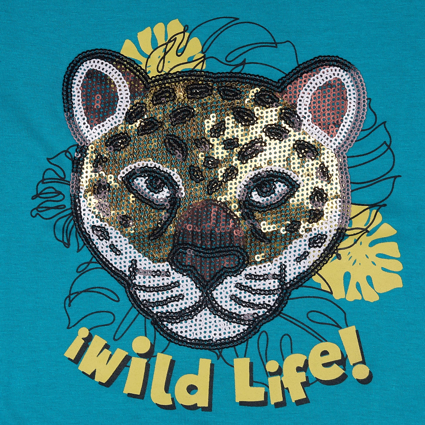 Wild Life Tiger Love Unisex Sequin Short Sleeve Outing T Shirt