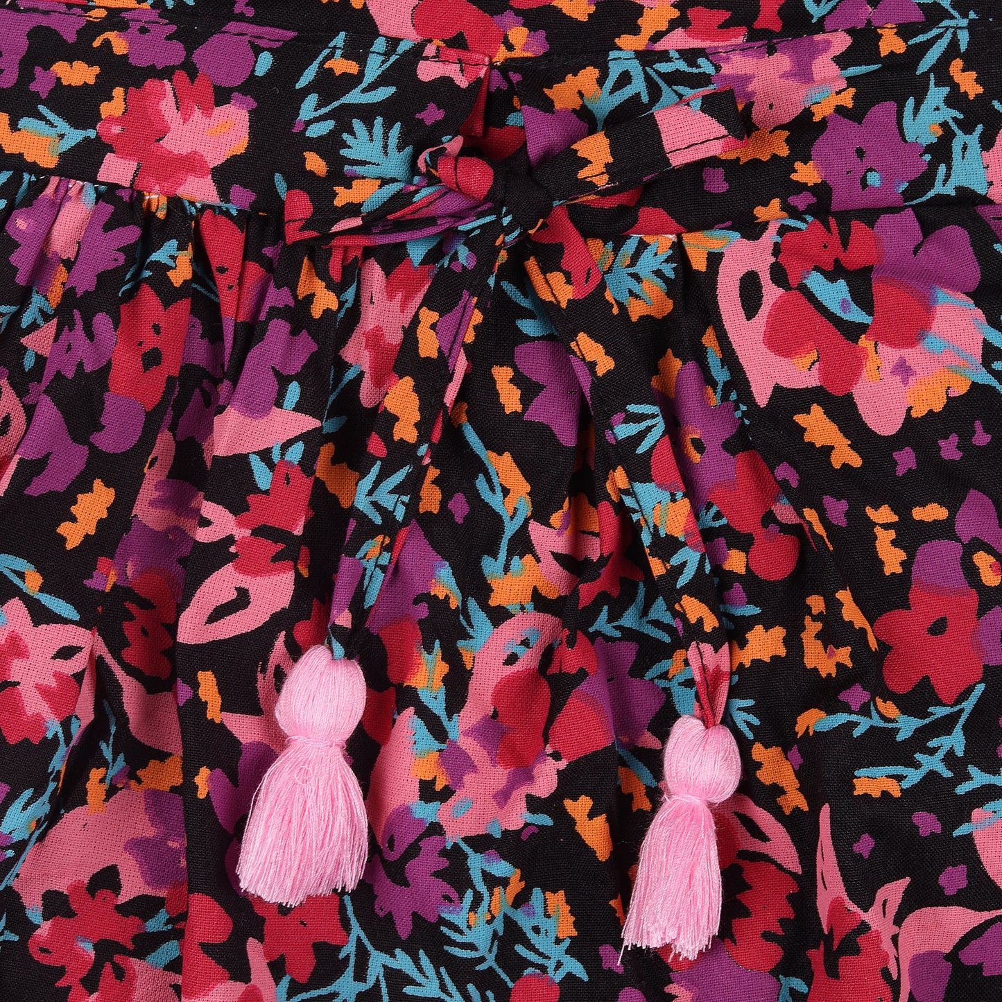 Pink Floral Print Princess Dress with Fly Sleeve Vintage And Party Wear