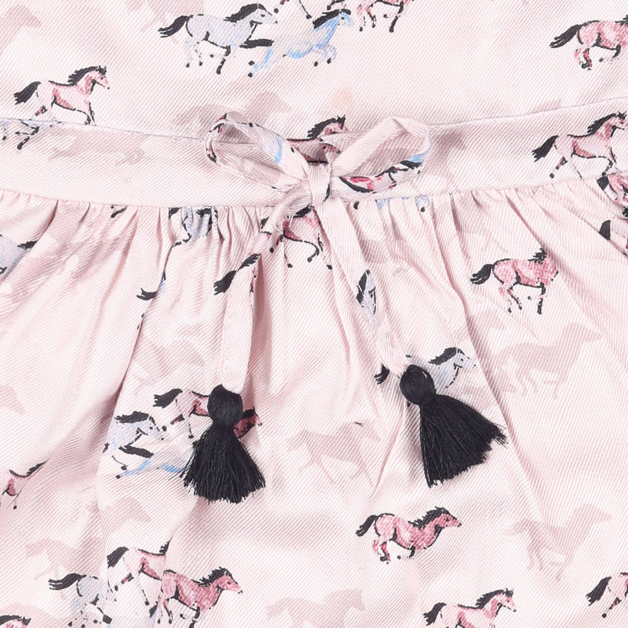 Horses In Valley Print Princess Dress with Fly Sleeve Vintage And Party Wear