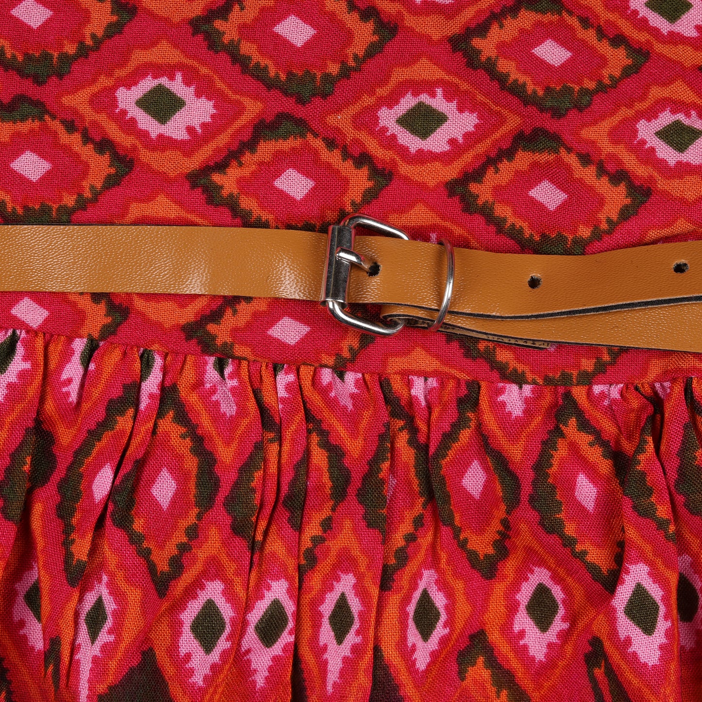 Red Abstract Print Princess Sleeveless Dress Vintage Look And Party Wear