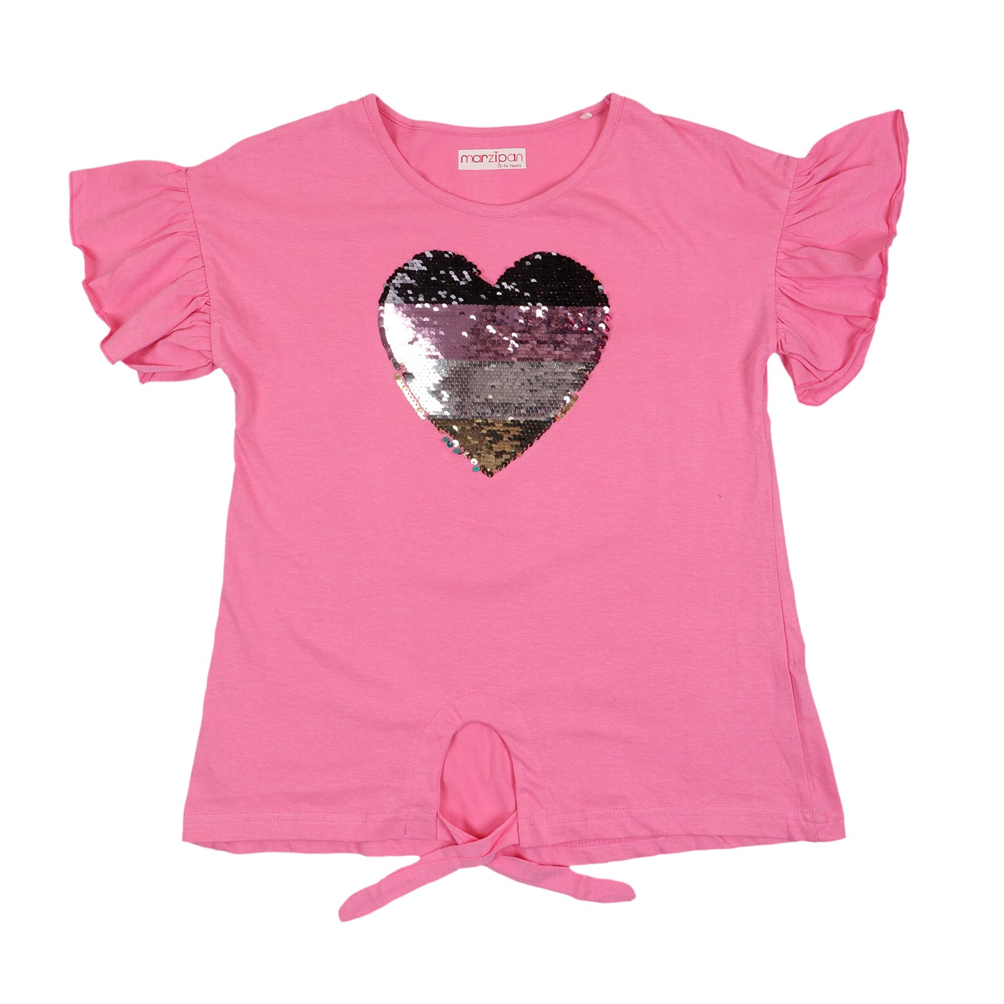 Marzipan Heart Sequin Girls Causal Top