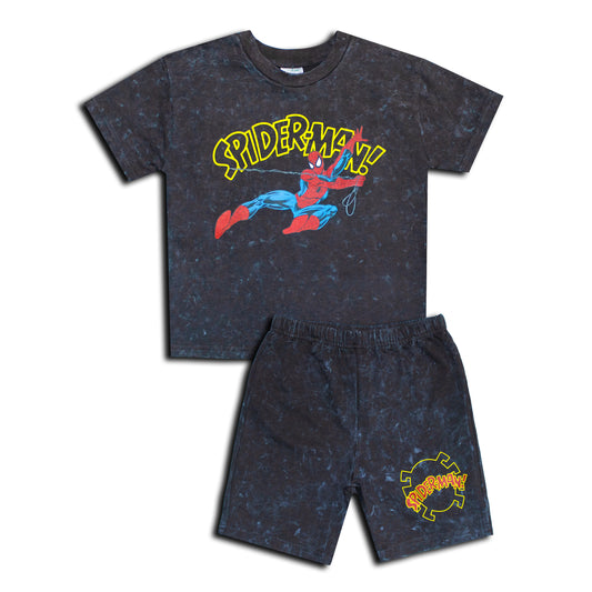 Marvel Spiderman Smart Stone Wash Drop Shoulder Shorty Set