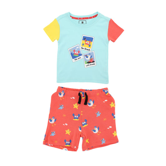 New Born Baby Boys Shorty Set