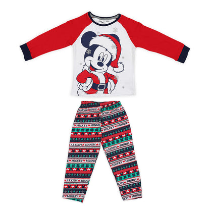Disney Santa Claus Mickey Mouse Glitter Print Night Suit And Loungewear Set