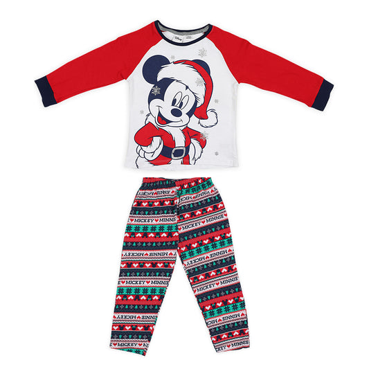 Disney Santa Claus Mickey Mouse Glitter Print Night Suit And Loungewear Set
