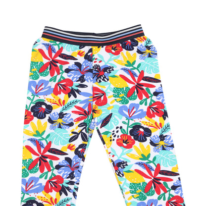 Lemon Flower Print Girls Outing Pants