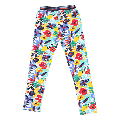 Lemon Flower Print Girls Outing Pants