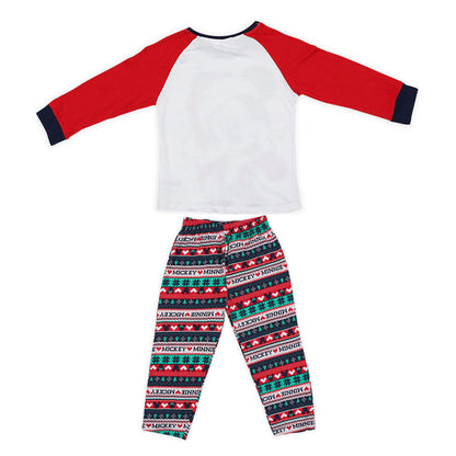 Disney Santa Claus Mickey Mouse Glitter Print Night Suit And Loungewear Set