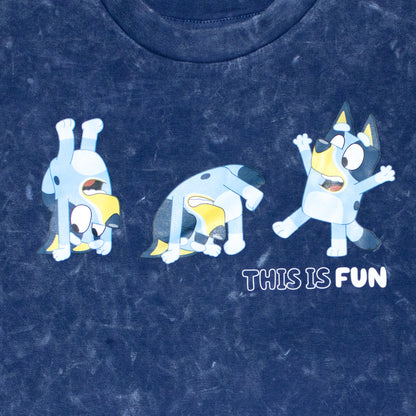 Bluey This Is Fun Smart Stone Wash Drop Shoulder Shorty Set