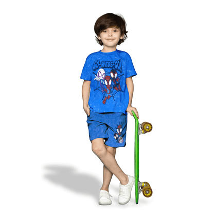 Amazing Spiderman Smart Stone Wash Drop Shoulder Shorty Set