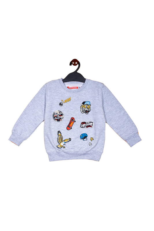 Born To Be Amazing Multi Patch Boys Pullover Sweatshirt