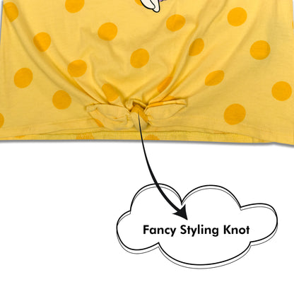 Daisy Duck Butterfly Sleeve Fancy Knot Girls T Shirt