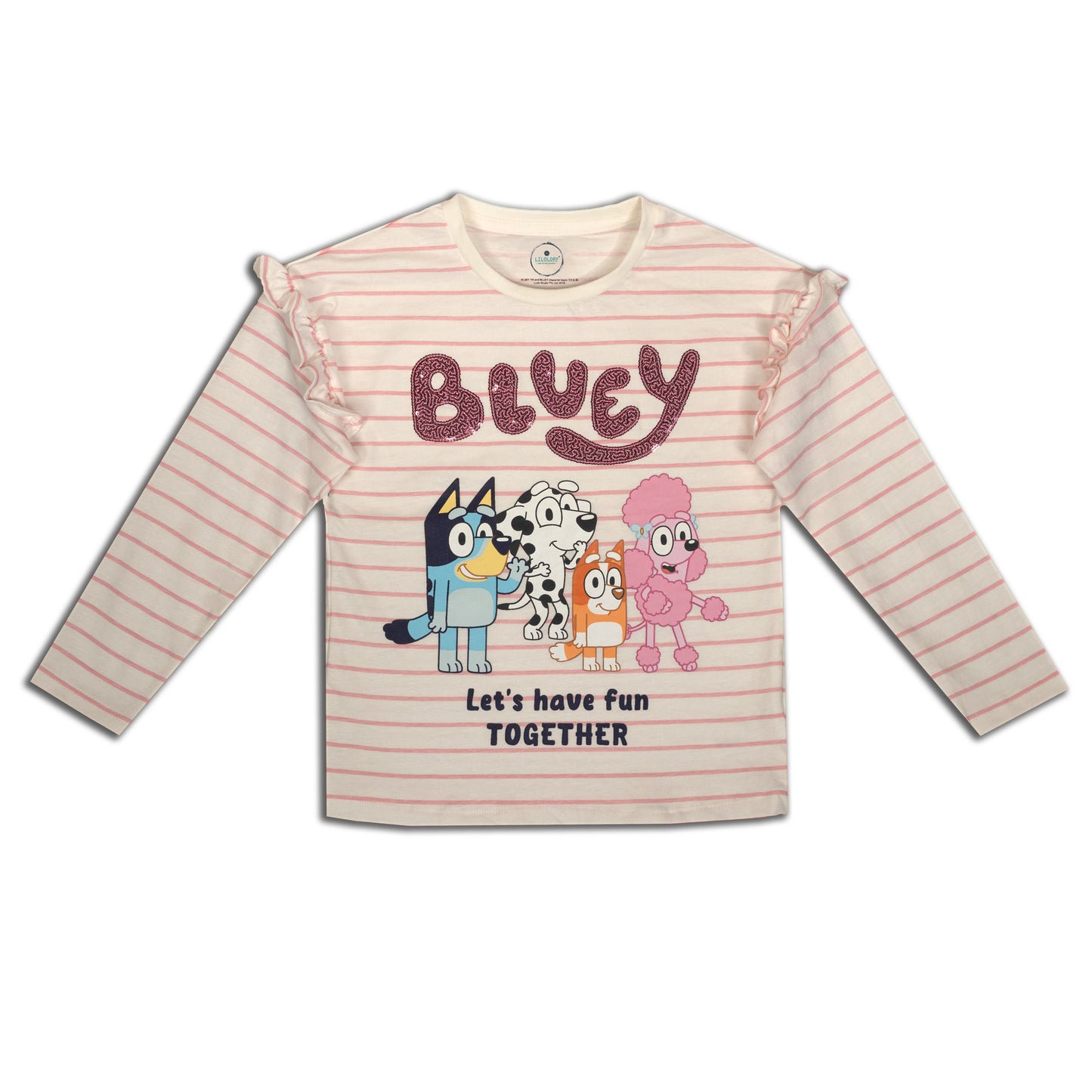 Bluey Lets Have Fun Together Girls Fancy T Shirt