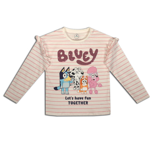 Bluey Lets Have Fun Together Girls Fancy T Shirt