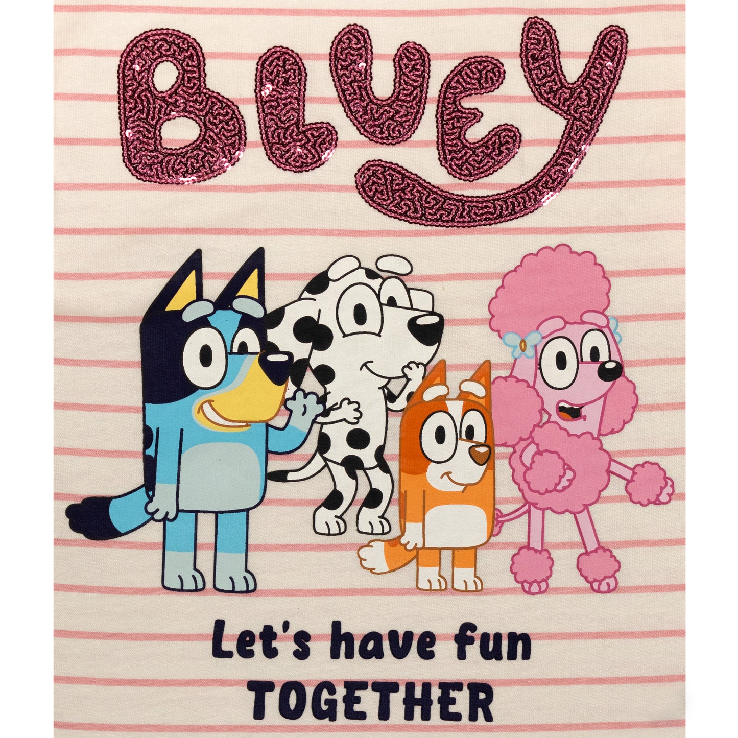 Bluey Lets Have Fun Together Girls Fancy T Shirt