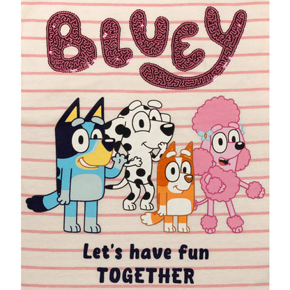 Bluey Lets Have Fun Together Girls Fancy T Shirt