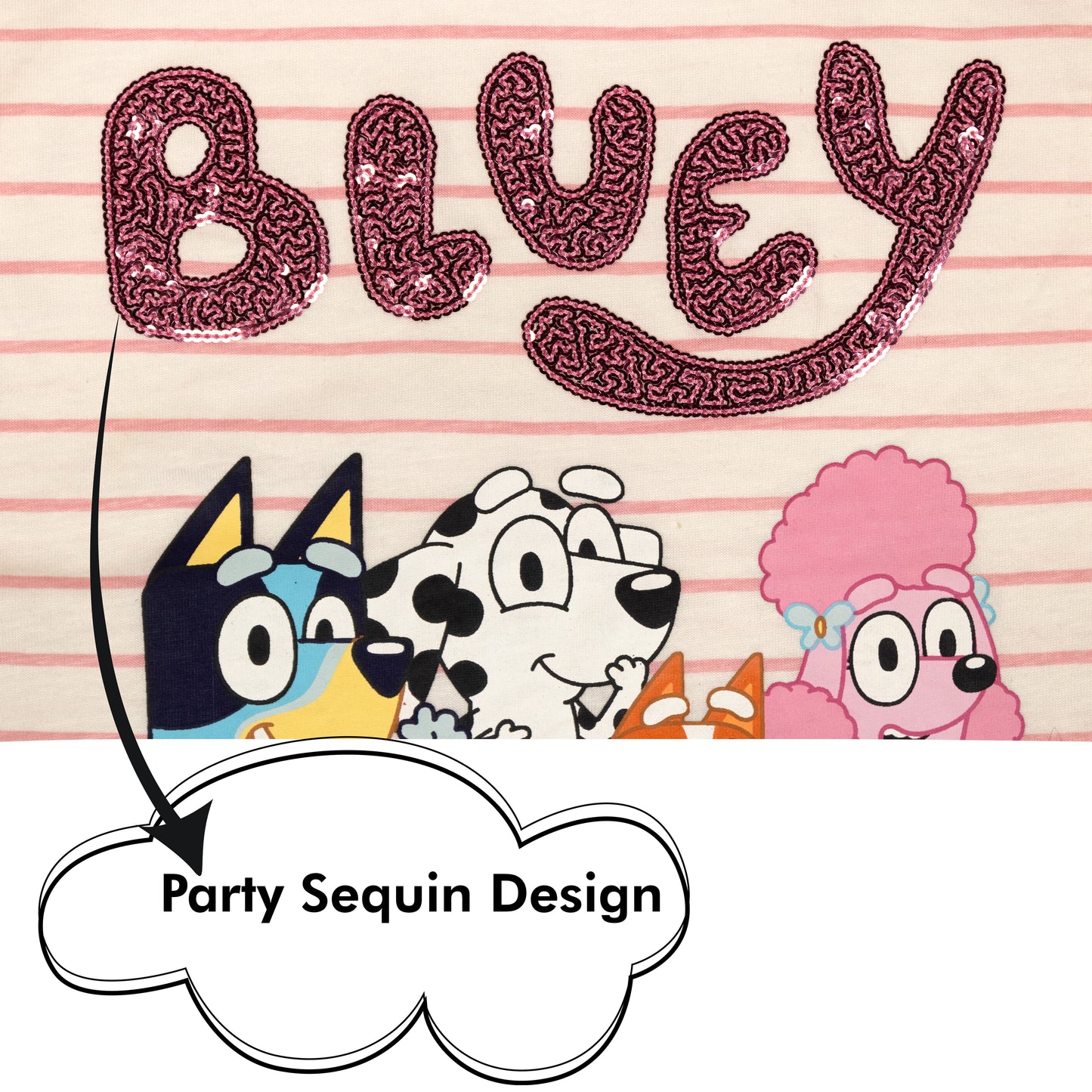 Bluey Lets Have Fun Together Girls Fancy T Shirt