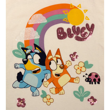 Bluey Fun Butterfly Sleeve Girls Fancy T Shirt