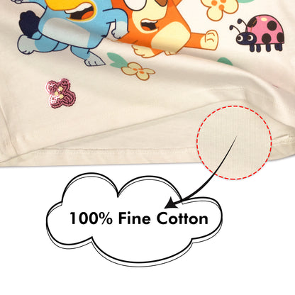 Bluey Fun Butterfly Sleeve Girls Fancy T Shirt