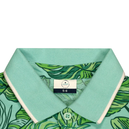 Tropical Forest Green Summer Collar Boys T Shirt