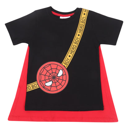 Marvel Spiderman Boys Shorty Set With Cape