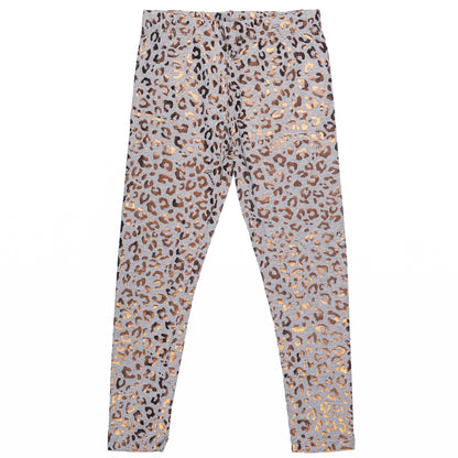 Rose Gold Glitter Leopard Print Legging In Grey