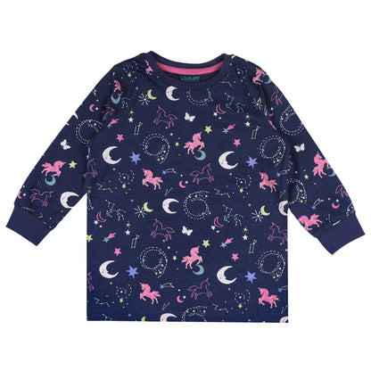 Unicorn Print Glow In Dark Night Suit Travelling Loungewear & Pyjama Set