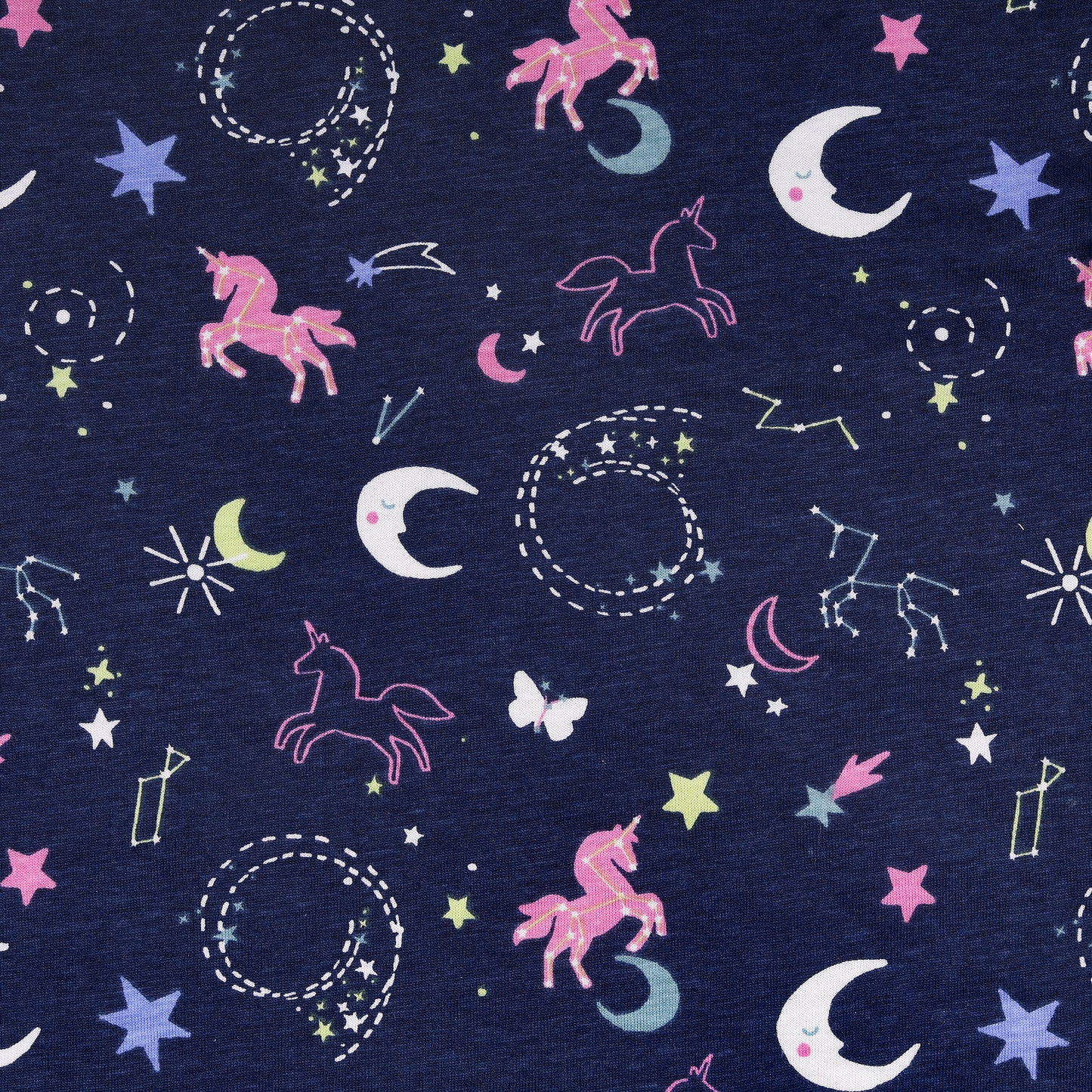 Unicorn Print Glow In Dark Night Suit Travelling Loungewear & Pyjama Set