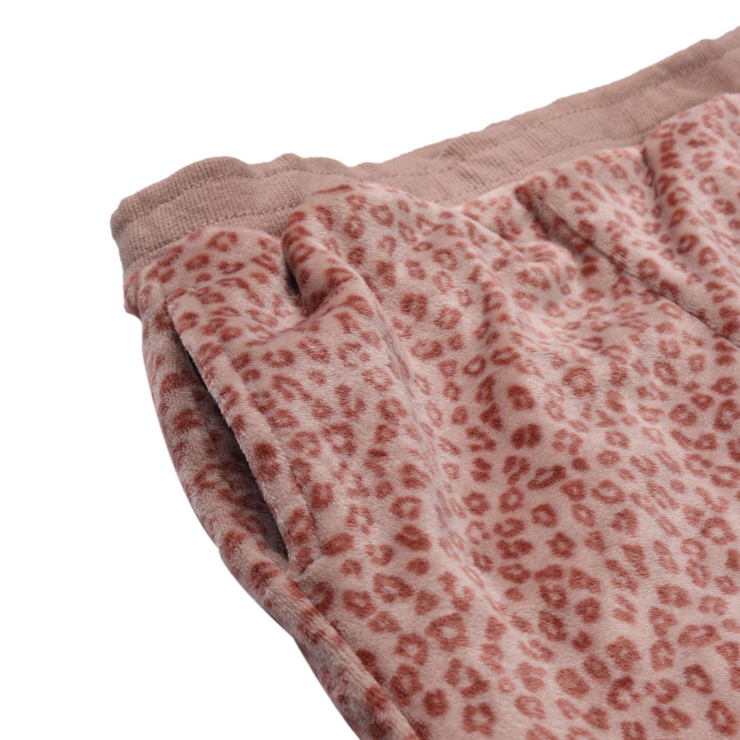 Leopard Print Knitted Velvet Legging Cum Capri With Pockets