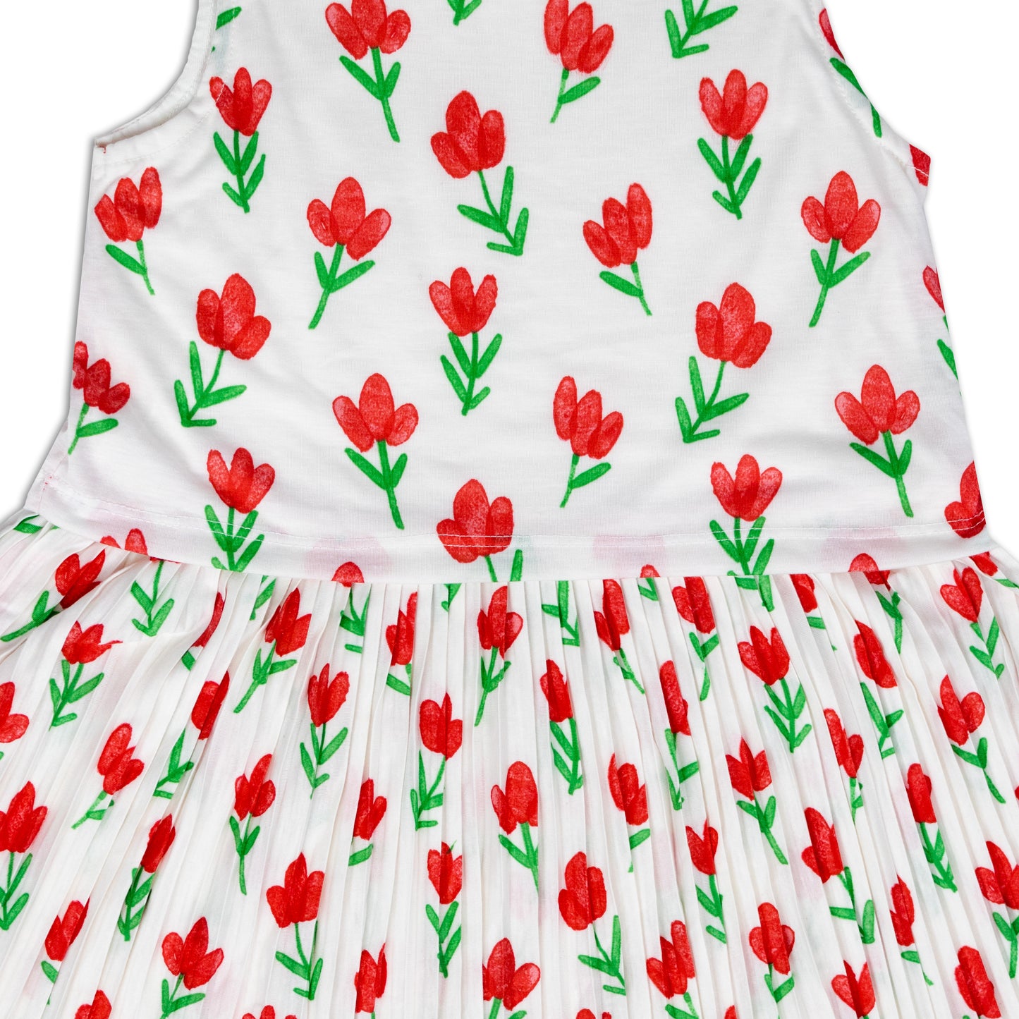 Cute Girl Flower Print Pleated Outing Knit Dress