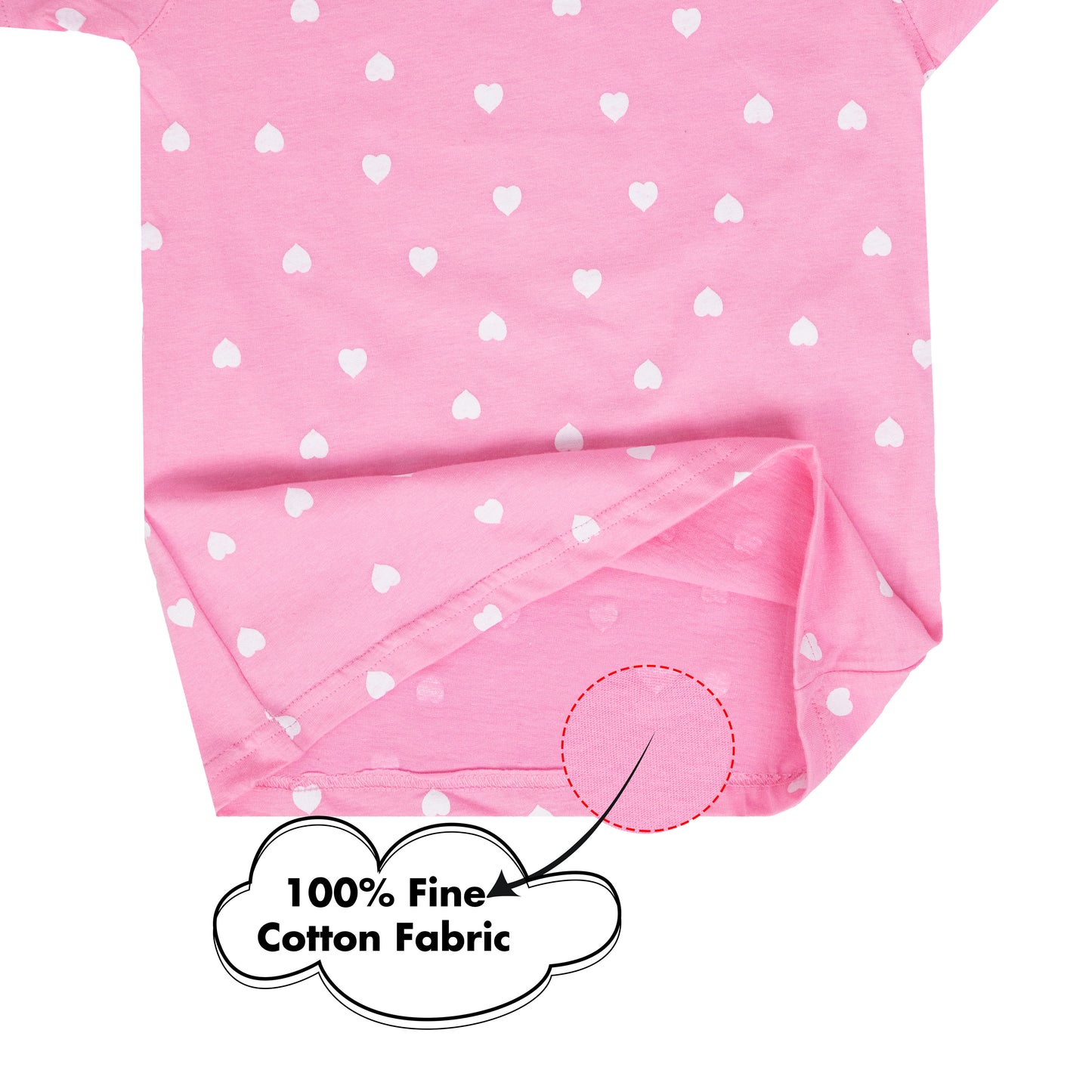 My Pink Heart Super Soft Pure Cotton Night Suit Lazy Loungewear Pyjama Set