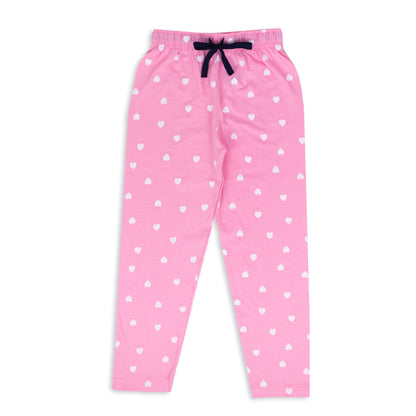 My Pink Heart Super Soft Pure Cotton Night Suit Lazy Loungewear Pyjama Set