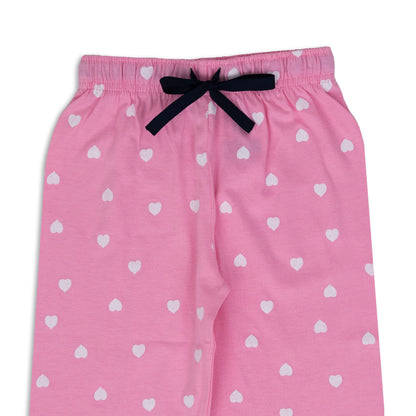 My Pink Heart Super Soft Pure Cotton Night Suit Lazy Loungewear Pyjama Set