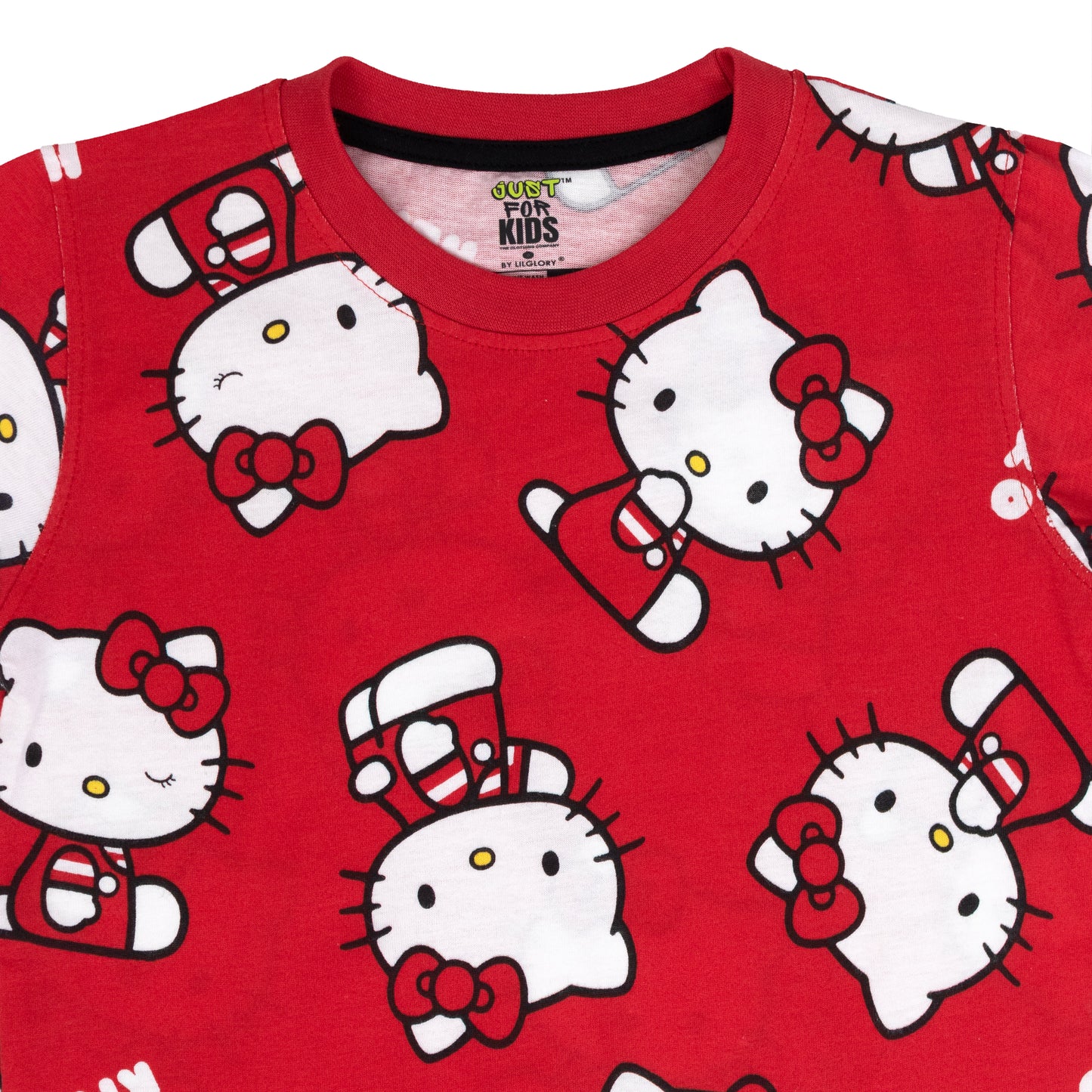 Hello Kitty Super Soft Pure Cotton Night Suit Lazy Loungewear Pyjama Set Red