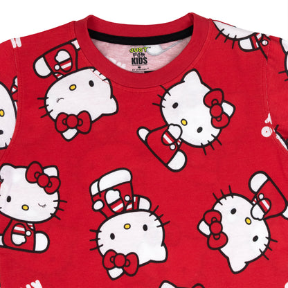 Hello Kitty Super Soft Pure Cotton Night Suit Lazy Loungewear Pyjama Set Red