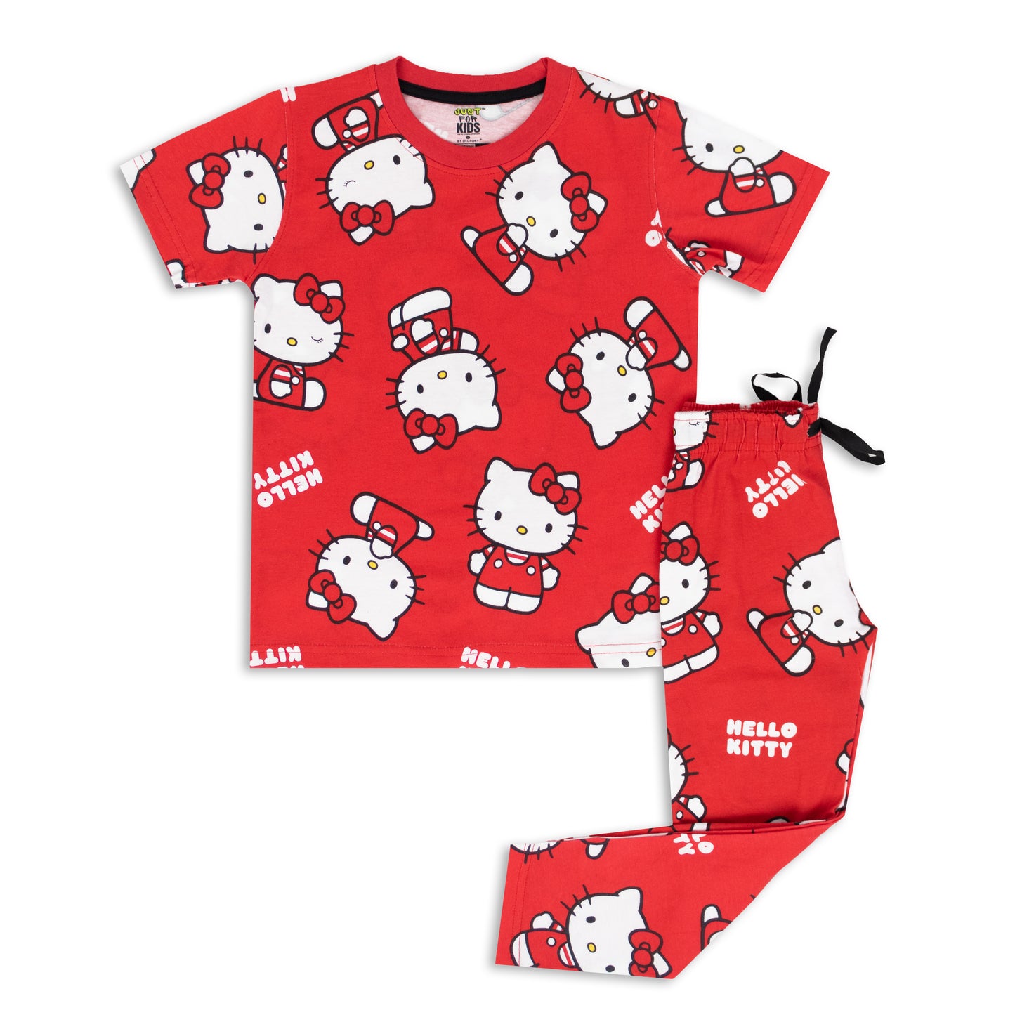 Hello Kitty Super Soft Pure Cotton Night Suit Lazy Loungewear Pyjama Set Red