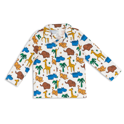 Jungle Animal Safari Print Super Soft Pure Cotton Night Suit Lazy Loungewear Pyjama Set