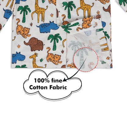 Jungle Animal Safari Print Super Soft Pure Cotton Night Suit Lazy Loungewear Pyjama Set