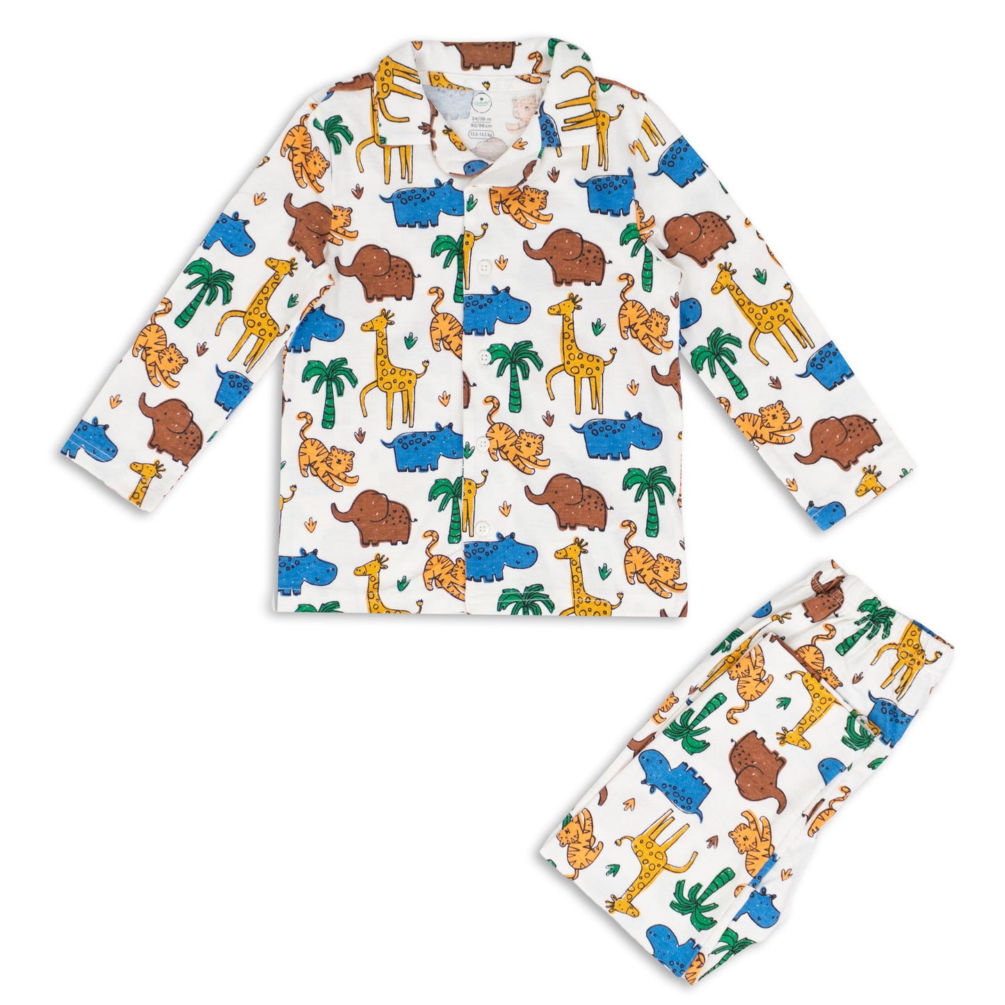 Jungle Animal Safari Print Super Soft Pure Cotton Night Suit Lazy Loungewear Pyjama Set