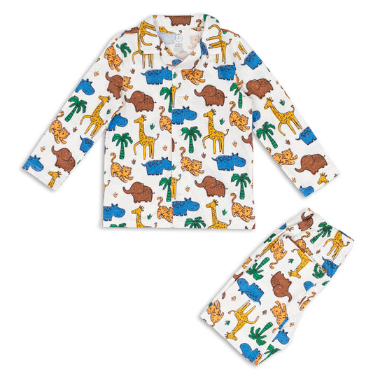 Jungle Animal Safari Print Super Soft Pure Cotton Night Suit Lazy Loungewear Pyjama Set