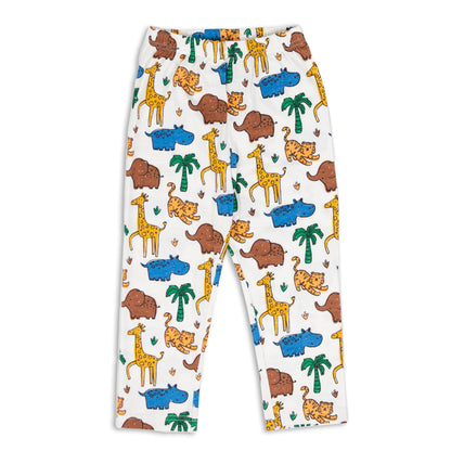 Jungle Animal Safari Print Super Soft Pure Cotton Night Suit Lazy Loungewear Pyjama Set