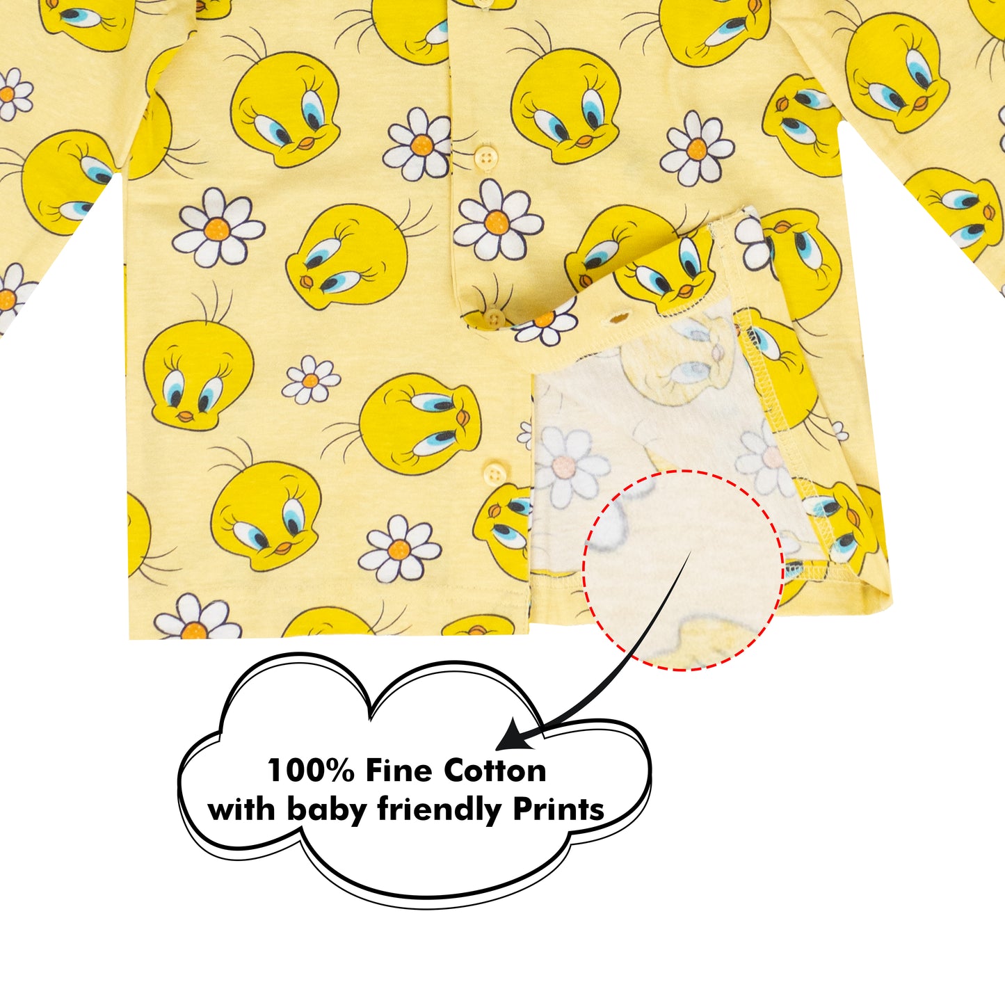 My Tweety Super Soft Pure Cotton Night Suit Lazy Loungewear Pyjama Set Yellow