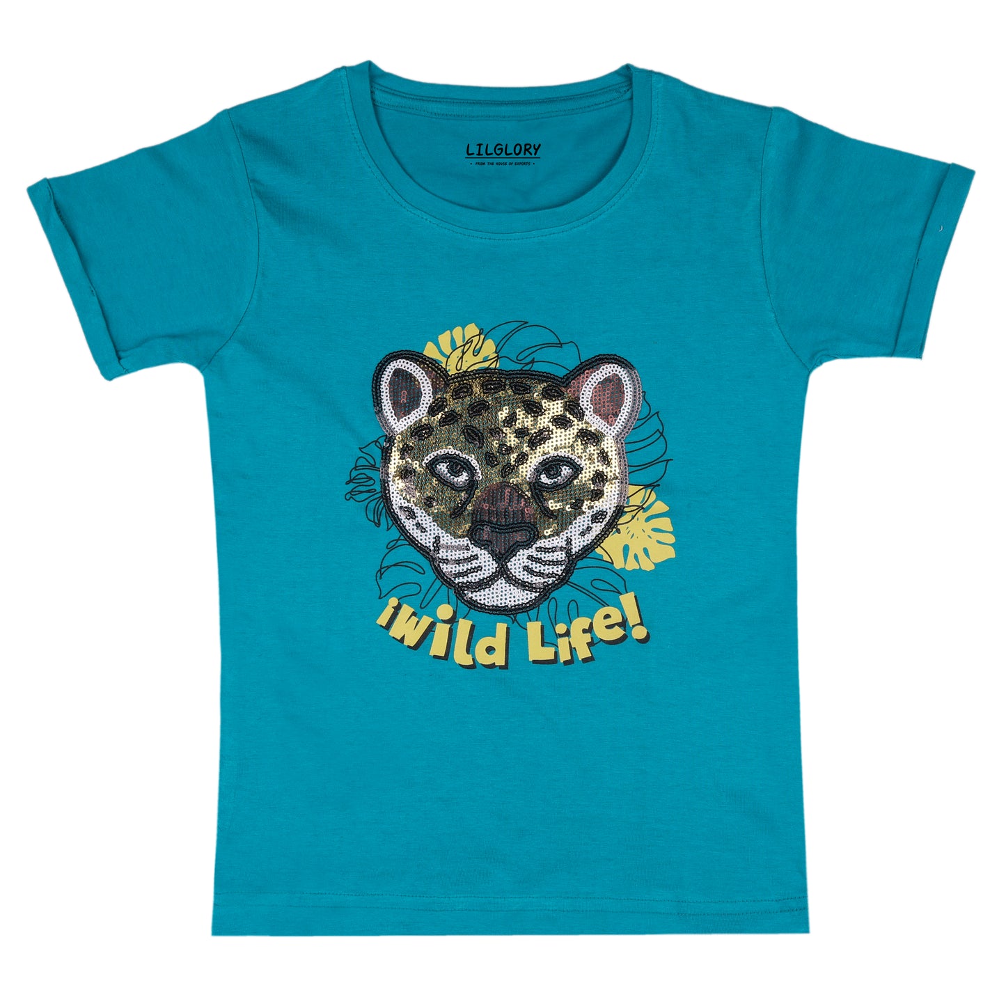Wild Life Tiger Love Unisex Sequin Short Sleeve Outing T Shirt