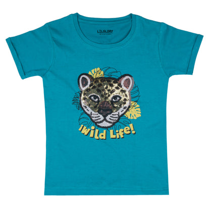 Wild Life Tiger Love Unisex Sequin Short Sleeve Outing T Shirt