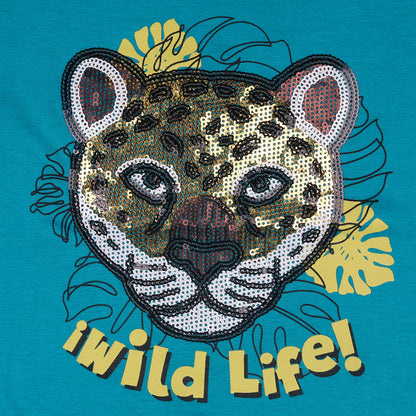 Wild Life Tiger Love Unisex Sequin Short Sleeve Outing T Shirt