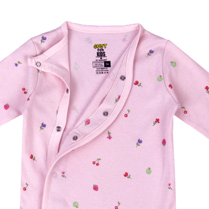 Pink Floral Print Baby All Season Romper