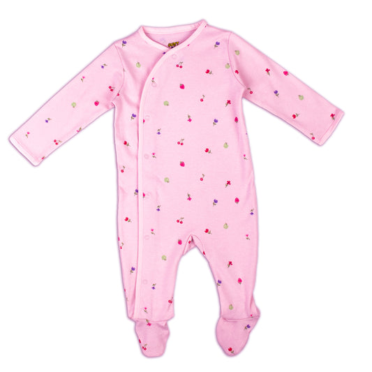 Pink Floral Print Baby All Season Romper