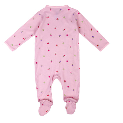 Pink Floral Print Baby All Season Romper