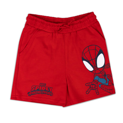 Marvel Spidey and His Amazing Friends Boys’ Red Shorts – Lightweight Cotton Blend with Elastic Waist & Pockets